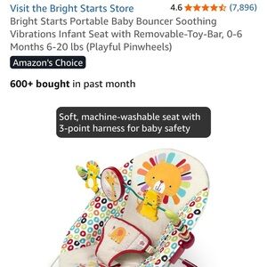 Bright start baby bouncer with vibrating seat machine washable